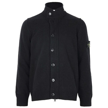 STONE ISLAND 26FW Schwarzer Lammwollbutton-Placket-Cardigan-Jacke 160456884 [P]