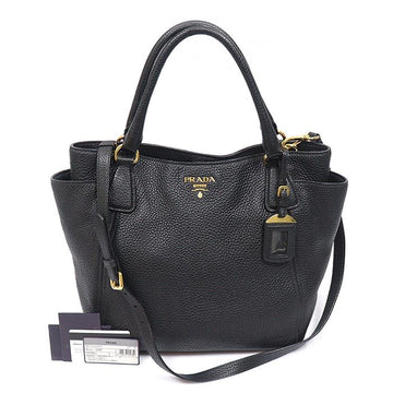 Prada Black Vitello Daino Side Pocket 2WAY 160457225 [P]