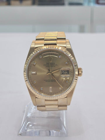 ROLEX デイトデイト イエローゴールド 10P ダイヤ 金ケース 36mm 時計 18238 160458351 [P]