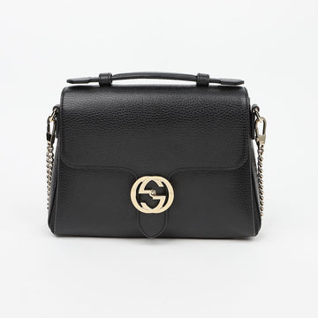 GUCCI レザー ハンドル チェーン ショルダーバッグ ブラック 160348611 [P]