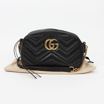 Gucci GG Marmont Small Matelassé Shoulder Bag Black Gold Hardware 160353699 [P]