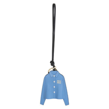 Miu Miu Leather Shirt Blue Charm Keyring 146832470 [P]