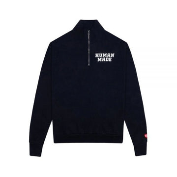 HUMAN MADE 26SS Logo-Druck Half-Zip Sweatshirt Navy 160468118 [P]