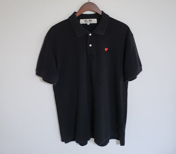 Comme Des Garcons XL Black Red Mini Logo Men's Short Sleeve Polo AZ-T204 160474886 [P]