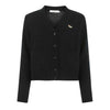 Maison Kitsune Fox Patch V-Neck Cardigan Black HW00503KT1006 P199 114555672 [P]