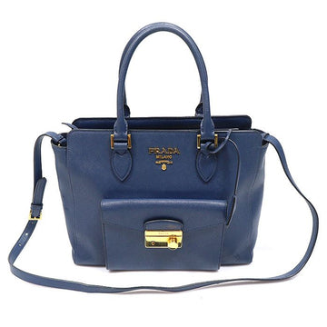 Prada Blue Saffiano Soft Calfskin Pocket 2WAY 1BA189 160501299 [P]