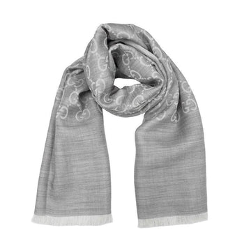 Gucci Wool Silk Scarf 165904 3G646 1400 Gray Two-Tone 149952588 [P]