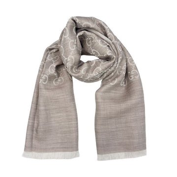 Gucci Wool Silk Scarf 165904 3G646 9500 Beige Two-Tone 148693590 [P]