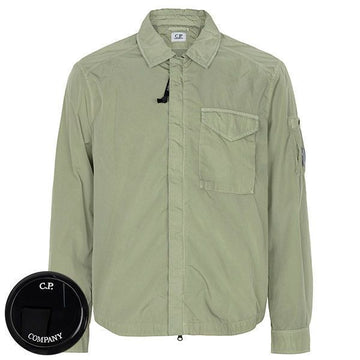 CP Company Moss Grey Chrome-R Zip-Up Overshirt Jacket 154122116 [P]