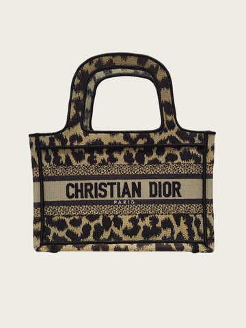 DIOR レオパード刺繍キャンバスブックトートミニバッグ 160504291 [P]