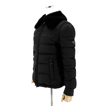 Prada Triangle Logo Real Fur Women's Short Padded Jacket 160521165 [P]