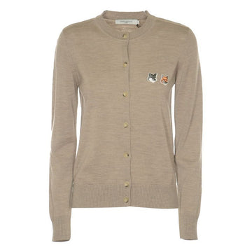 MAISON KITSUNE Doppelter Fuchs Kopf Cardigan Beige Melange H250 114555555 [P]