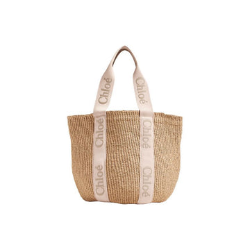 CHLOE Große Korbtasche mit Logo-Träger in Blush Beige 26FW 160545940 [P]