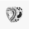 Pandora Sparkling Leveled Heart Silver Charm 144823533 [P]