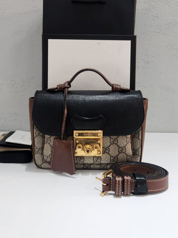 GUCCI パドルロックトップハンドルミニショルダーバッグ 658487 160555703 [P]