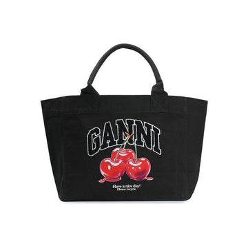 Ganni Medium Trapeze Shopper Bag Cherry Print Phantom B2110038-252 157030377 [P]