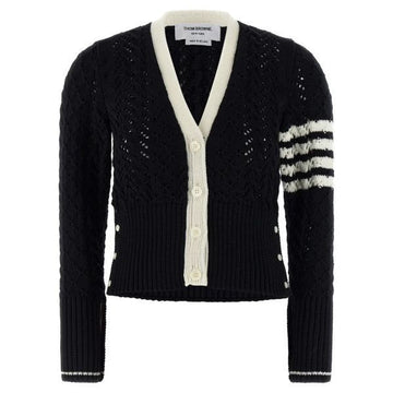 Thom Browne Cable Pointelle Stitch Merino Wool 4-Bar Cardigan 153494533 [P]