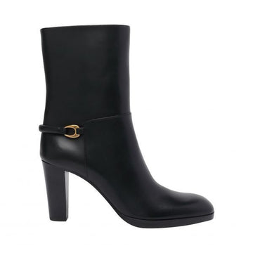 Saint Laurent Smooth Leather Booties (841573 28N00 1000) 149397582 [P]