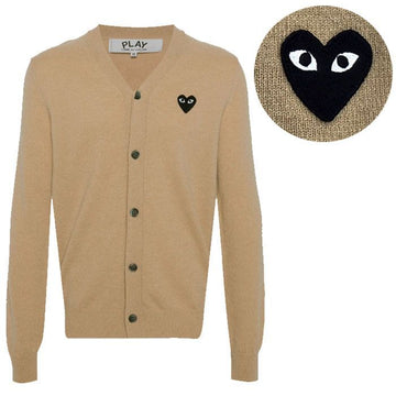 COMME DES GARCONS V-Neck Cardigan Black Patch N024 051 3 Beigefarben 160601175 [P]
