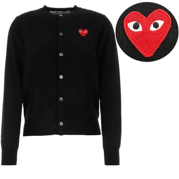 COMME DES GARCONS Cardigan mit rotem Aufnäher AX N007 051 1 SCHWARZ 160601180 [P]
