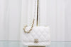 CHANEL Kunstleder CC-Quilted Kleine Ketten-Schultertasche AS3206 Weiß 160601805 [P]