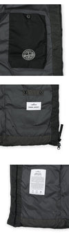 Stone Island Men's Logo Patch Crinkled-Lap Hooded Padded Jacket (Lead Gray) 4100011 S0A23 V0062 158666043 [P]