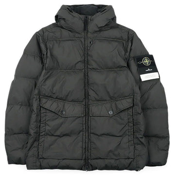 Stone Island Men's Logo Patch Crinkled-Lap Hooded Padded Jacket (Lead Gray) 4100011 S0A23 V0062 158666043 [P]