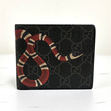 GUCCI スネーク GG スプリーム 二つ折り財布 ブラック (451268) 160614426 [P]
