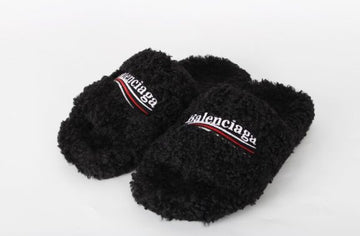 BALENCIAGA Wellenlogo Pelz Shearling Slipper 37(240) 160614623 [P]