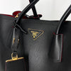 Prada Saffiano Double Tote Bag & Shoulder Bag Black (B2756T) 160614767 [P]