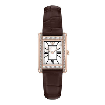 ARMANI Damen Lederquarzuhr im Quadrat 160615866 [P]