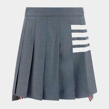 Thom Browne 4-Bar Stripe Dropback Plain Weaving Wool Pleated Short Skirt 141547448 [P]