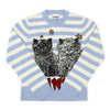 GANNI Strick K2369 628 Katzen Grafik Logo Woll-Mix Streifen Damenpullover 129375067 [P]