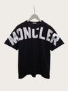 Moncler Black White Neck Logo Printed Round Short Sleeve T-shirt 160627109 [P]