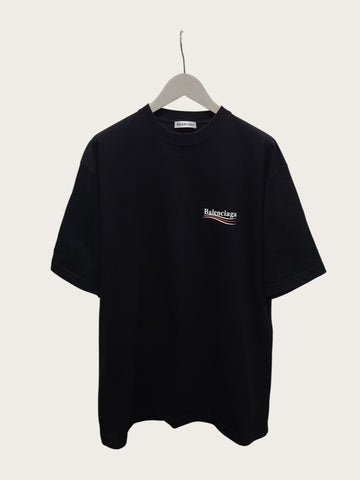 Balenciaga Black Wave Logo Printed T-Shirt 160627183 [P]