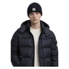 MONCLER Logo-Patch Virgin Wool Beanie Dunkelblau 3B70500 A9342 742 151506697 [P]
