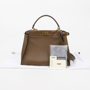FENDI ピカブ ミディアム トート ショルダーバッグ ブラウン 160352615 [P]