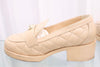 CHANEL Heart Quilted Loafers 37.5 160665904 [P]