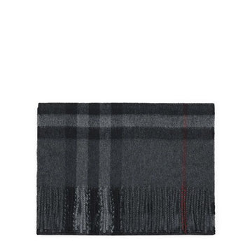 Burberry Charcoal Grey Check Cashmere Scarf 8077880 160673730 [P]