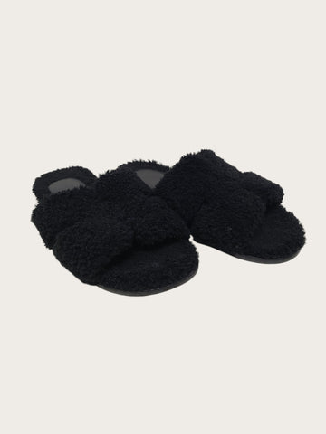 HERMES Schwarze Noué Izmir Shearling Slipper 160674765 [P]