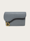 Dior Cloud Blue Leather Saddle Bloom Flap Cardholder 160674793 [P]
