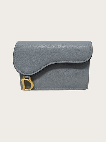 Dior Cloud Blue Leather Saddle Bloom Flap Cardholder 160674793 [P]