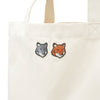 MAISON KITSUNE Doppelter Fuchs Kopf Große Tote Tasche Ecru MRUBT23WW0096-P700 158543392 [P]