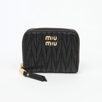 MIU MIU Matelassé Kompakt-Leder Damen Geldbörse Schwarz 159081754 [P]