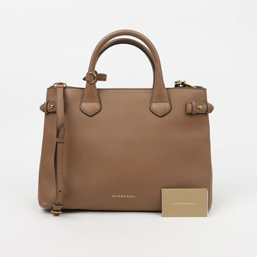 BURBERRY ミディアムレザー バナートート ショルダーバッグ ココア 159406046 [P]