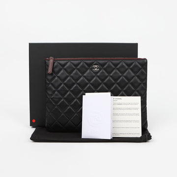CHANEL クラシック ニューミディアム ラムスキンクラッチ ブラック シルバー 159541457 [P]