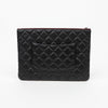 CHANEL クラシック ニューミディアム ラムスキンクラッチ ブラック シルバー 159541457 [P]