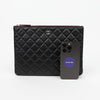 CHANEL クラシック ニューミディアム ラムスキンクラッチ ブラック シルバー 159541457 [P]