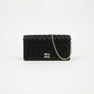 Miu Miu Nappa Leather Chain Crossbody Smartphone Case Black 160348765 [P]
