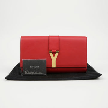 SAINT LAURENT レッドカバシックフラップクラッチバッグ 160353001 [P]